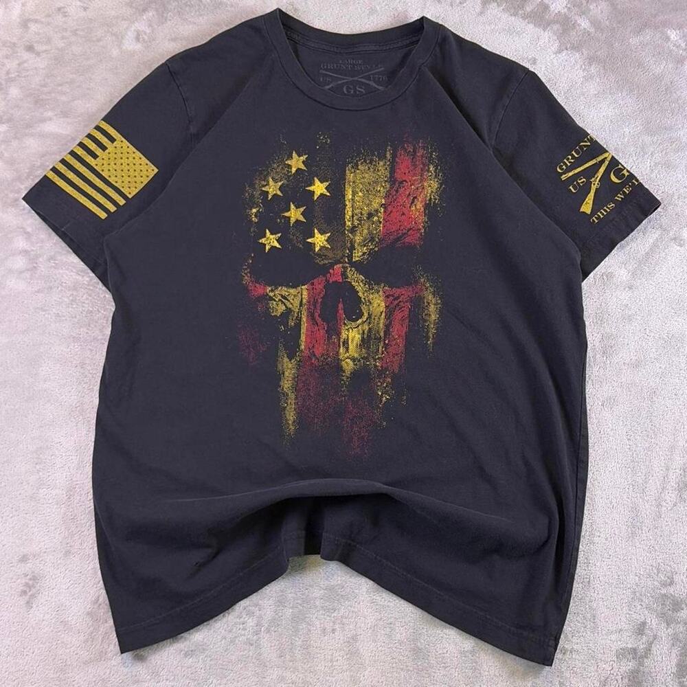 Grunt Style This We’ll Defend Skull Flag T-Shirt Men’s Large Black Patriotic